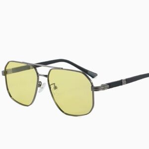 Chic Yellow Lens Sunglasses with Metal Frame